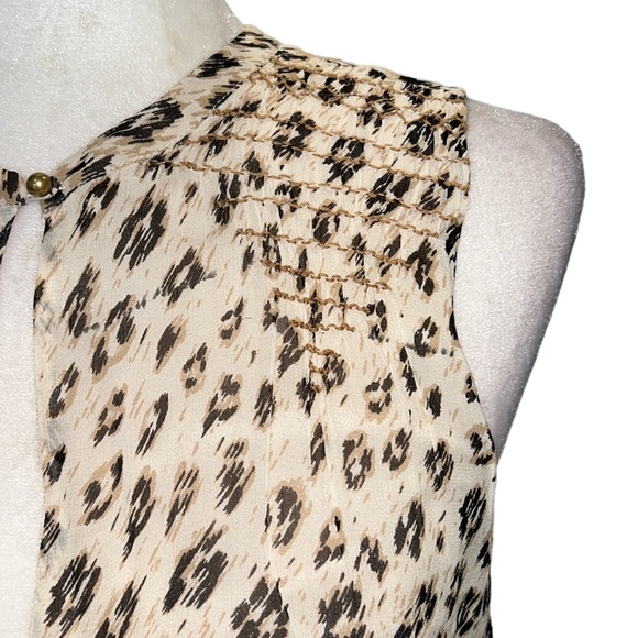 NWT JOIE Corie Silk Abstract Leopard Print Smocked Sleeveless Tank Top - XS - Picture 7 of 16